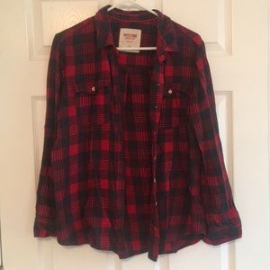 Red and navy button up flannel